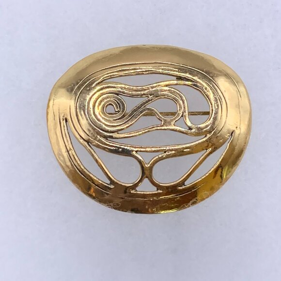 EH Eivind Hillestad K7 Bronze Norway Modernist Vtg C Clasp Brooch Pin J553 - Picture 2 of 6